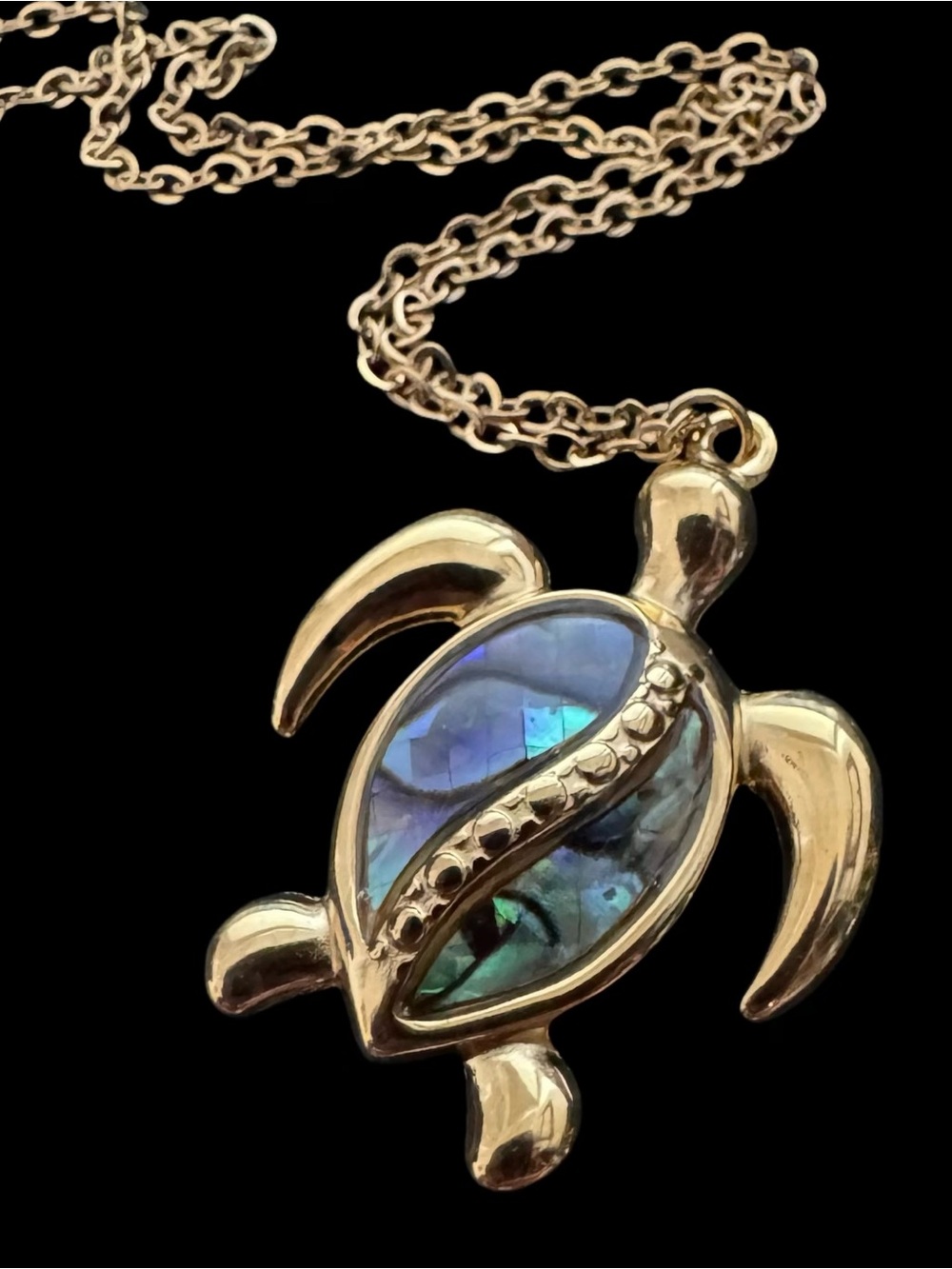 ✨Beautiful 18K GP Turtle Pendant Necklace with Abalone Shell